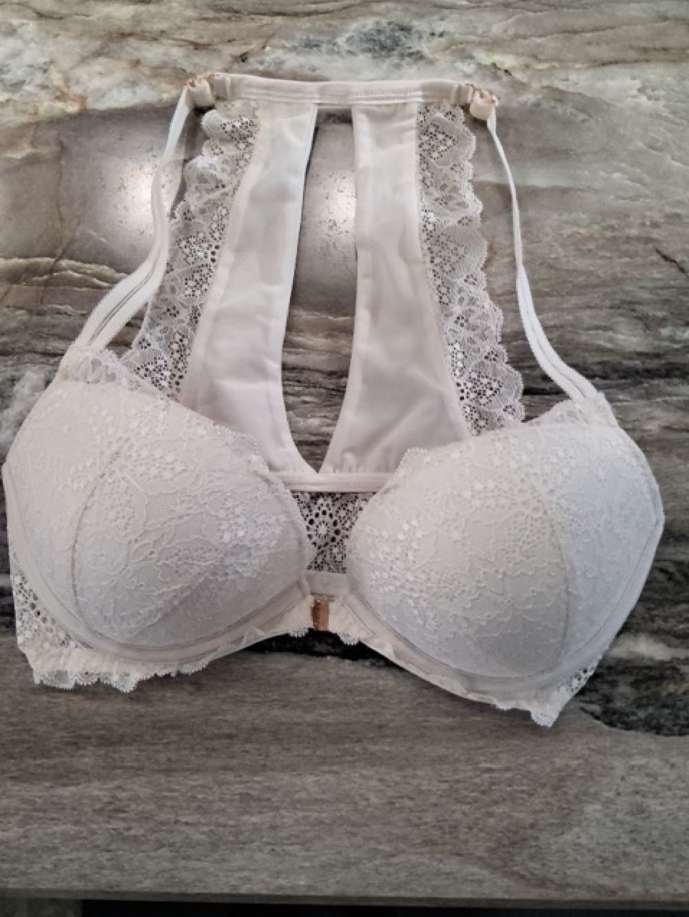 Victoria's Secret Ivory Lace Racerback Push-Up Bra